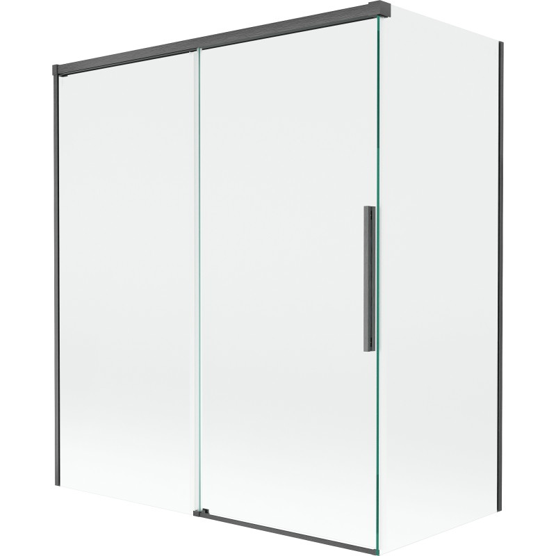 Mexen Rox klizni paravan za kadu, 2-krilni, klizni, 140 + 70 x 150 cm, transparentan, brušeni tamno sivi - 8C9-140-070-66-00