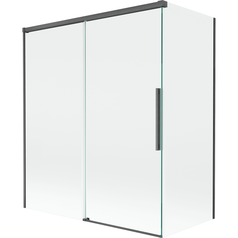 Mexen Rox parawan nawannowy 2-skrzydłowy rozsuwany 140 + 70 x 150 cm, transparent, gun gray szczotkowany - 8C9-140-070-66-00