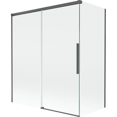 Mexen Rox Duschabtrennung 2-flügelig verschiebbar 140 + 70 x 150 cm, transparent, gebürstetes Gun Grau - 8C9-140-070-66-00