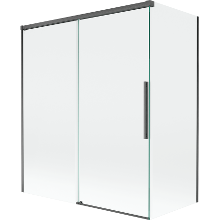 Mexen Rox parawan nawannowy 2-skrzydłowy rozsuwany 140 + 70 x 150 cm, transparent, gun gray szczotkowany - 8C9-140-070-66-00