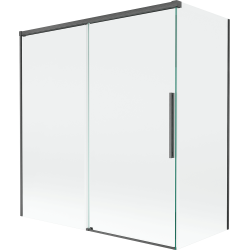 Mexen Rox badwand 2-delig schuifbaar 150 + 70 x 150 cm, transparant, geborsteld geweergrijs - 8C9-150-070-66-00