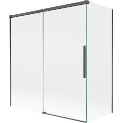 Mexen Rox tuš paravan s dva pomična krila 150 + 70 x 150 cm, proziran, četkani gun gray - 8C9-150-070-66-00