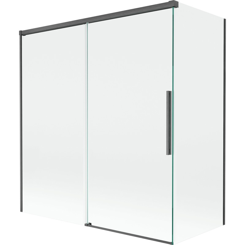Mexen Rox 2-delige verschuifbare badwand 150 + 70 x 150 cm, transparant, geborsteld pistoolgrijs - 8C9-150-070-66-00