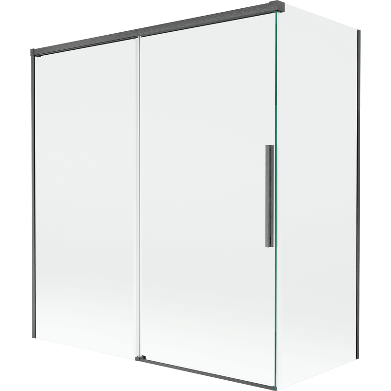 Mexen Rox badwand 2-delige schuifwand 150 + 70 x 150 cm, transparant, geborsteld donkergrijs - 8C9-150-070-66-00