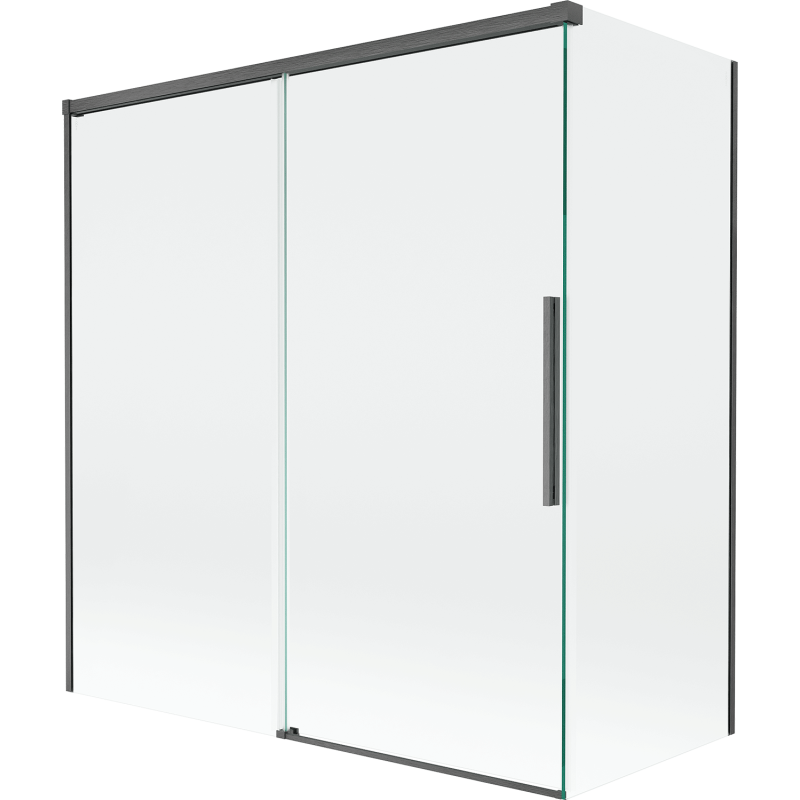 Mexen Rox parawan nawannowy 2-skrzydłowy rozsuwany 150 + 70 x 150 cm, transparent, gun gray szczotkowany - 8C9-150-070-66-00