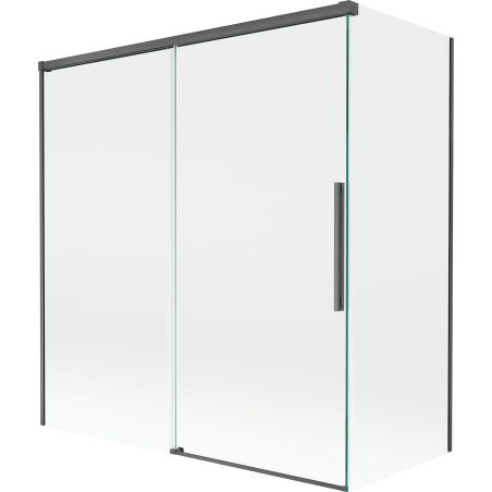 Mexen Rox badwand 2-delige schuifwand 150 + 70 x 150 cm, transparant, geborsteld donkergrijs - 8C9-150-070-66-00