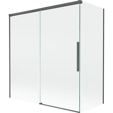 Mexen Rox parawan nawannowy 2-skrzydłowy rozsuwany 150 + 70 x 150 cm, transparent, gun gray szczotkowany - 8C9-150-070-66-00