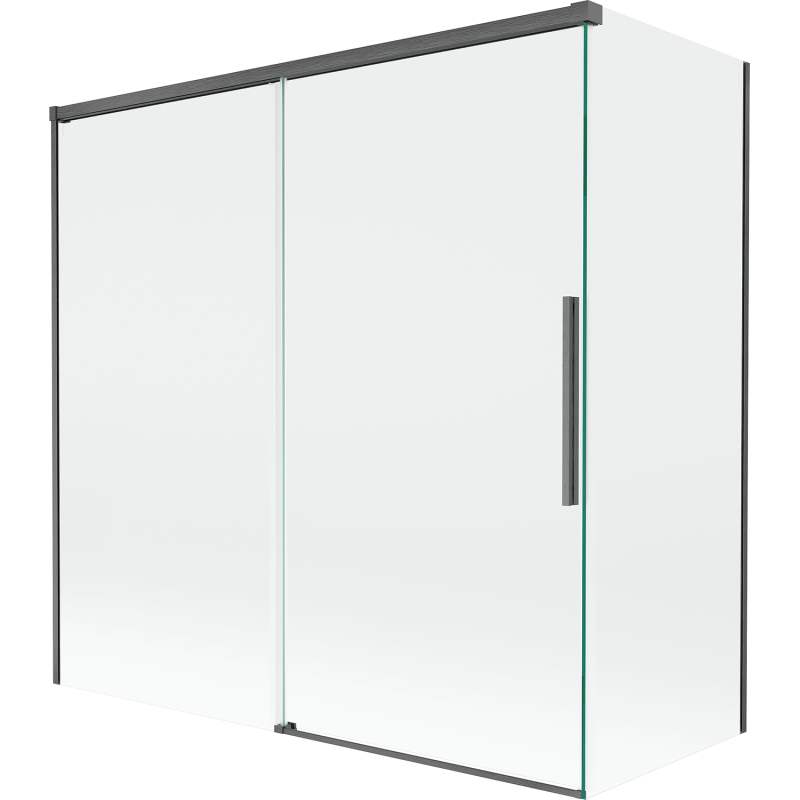 Mexen Rox Badewannenfaltwand 2-flügelig schiebbar 160 + 70 x 150 cm, transparent, gebürstet gun gray - 8C9-160-070-66-00