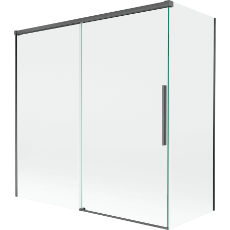 Mexen Rox Badewannenfaltwand 2-flügelig schiebbar 160 + 70 x 150 cm, transparent, gebürstet gun gray - 8C9-160-070-66-00
