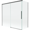 Mexen Rox Badewannenfaltwand 2-flügelig schiebbar 160 + 70 x 150 cm, transparent, gebürstet gun gray - 8C9-160-070-66-00