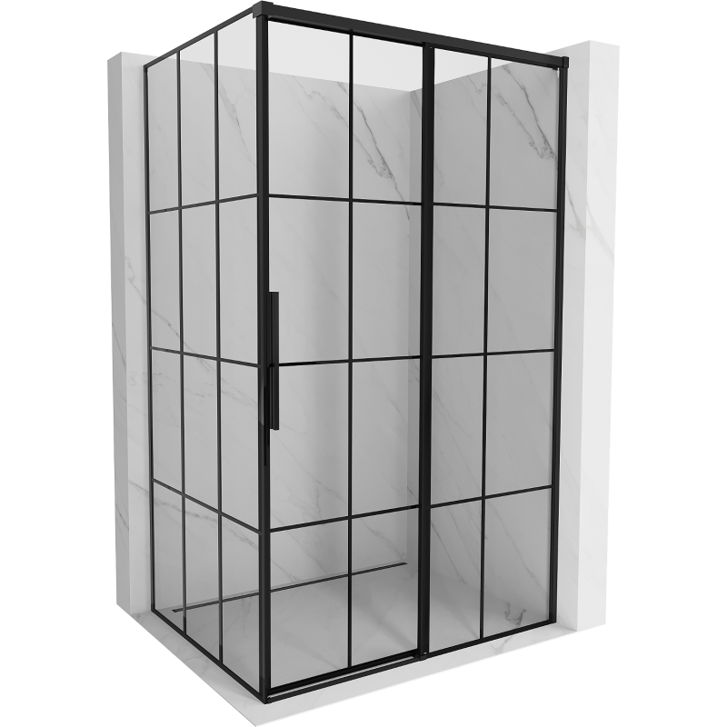 Mexen Rox schuifbare douchecabine rechts 160 x 85 cm, zwart raster, zwart - 8C2-160-085-70-77-P