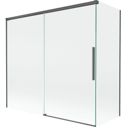 Mexen Rox parawan nawannowy 2-skrzydłowy rozsuwany 170 + 70 x 150 cm, transparent, gun gray szczotkowany - 8C9-170-070-66-00
