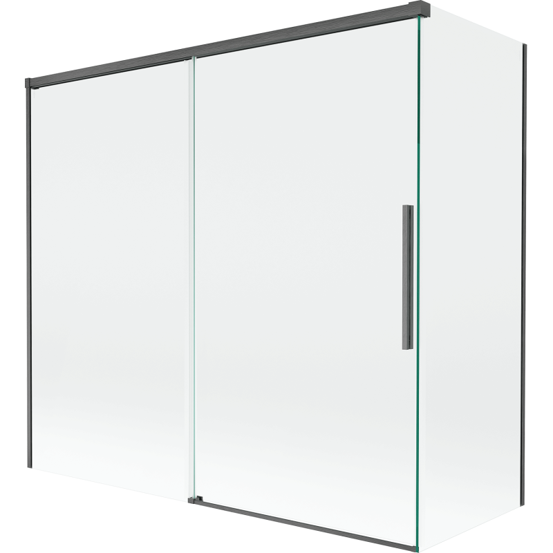 Mexen Rox badwand 2-delig schuifbaar 170 + 70 x 150 cm, transparant, geborsteld gun gray - 8C9-170-070-66-00