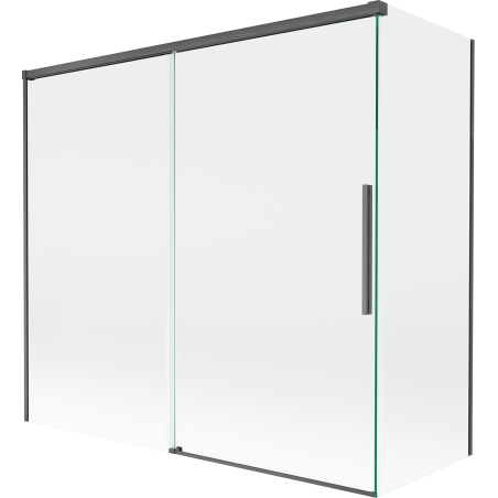 Mexen Rox badwand 2-delig schuifbaar 170 + 70 x 150 cm, transparant, geborsteld gun gray - 8C9-170-070-66-00