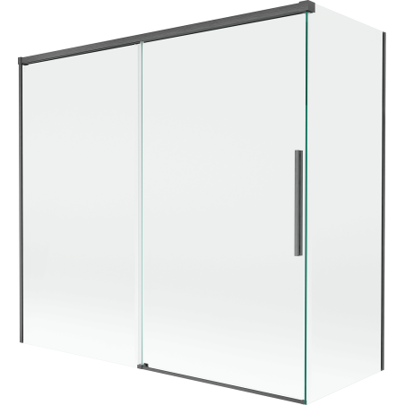 Mexen Rox parawan nawannowy 2-skrzydłowy rozsuwany 170 + 70 x 150 cm, transparent, gun gray szczotkowany - 8C9-170-070-66-00