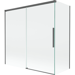 Mexen Rox parawan nawannowy 2-skrzydłowy rozsuwany 160 + 75 x 150 cm, transparent, gun gray szczotkowany - 8C9-160-075-66-00