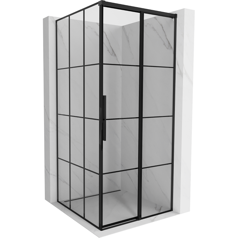 Mexen Rox kabina prysznicowa rozsuwana prawa 90 x 90 cm, czarna kratka, czarna - 8C2-090-090-70-77-P