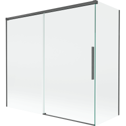 Mexen Rox parete da bagno scorrevole a 2 ante 170 + 75 x 150 cm, trasparente, grigio canna di fucile spazzolato