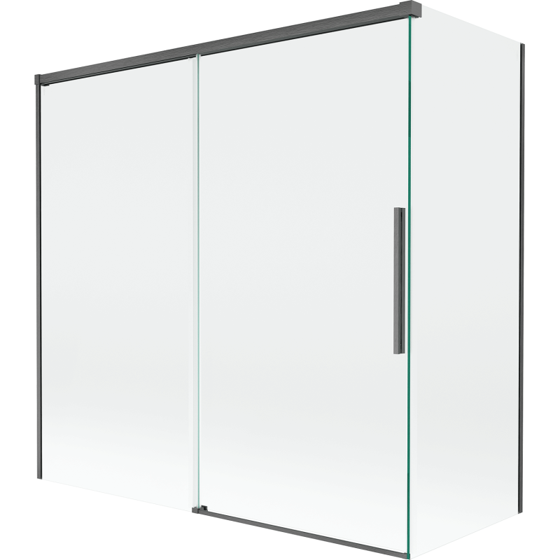 Mexen Rox douchescheerm 2-delig schuifbaar 160 + 80 x 150 cm, transparant, geborsteld geweergrijs - 8C9-160-080-66-00