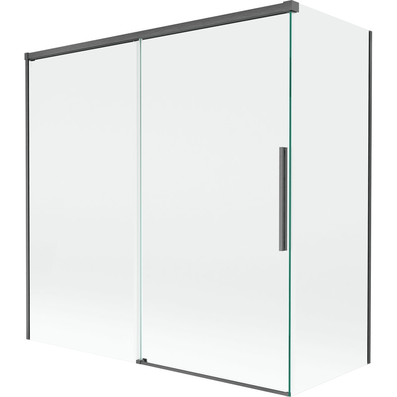 Mexen Rox parawan nawannowy 2-skrzydłowy rozsuwany 160 + 80 x 150 cm, transparent, gun gray szczotkowany - 8C9-160-080-66-00