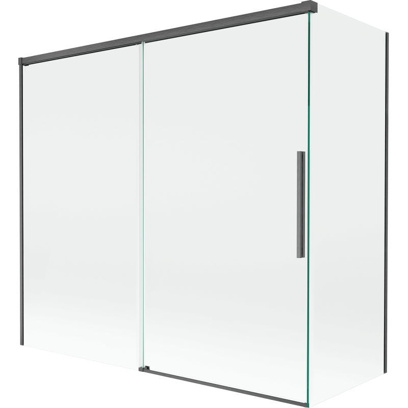 Mexen Rox Duschwand, 2-flügelig verschiebbar 170 + 80 x 150 cm, transparent, gebürstetes Gun Gray - 8C9-170-080-66-00