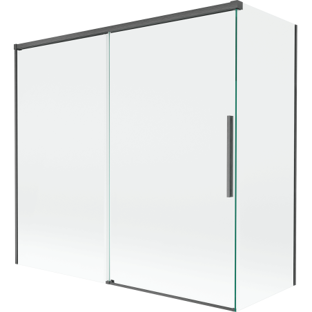 Mexen Rox Duschwand, 2-flügelig verschiebbar 170 + 80 x 150 cm, transparent, gebürstetes Gun Gray - 8C9-170-080-66-00
