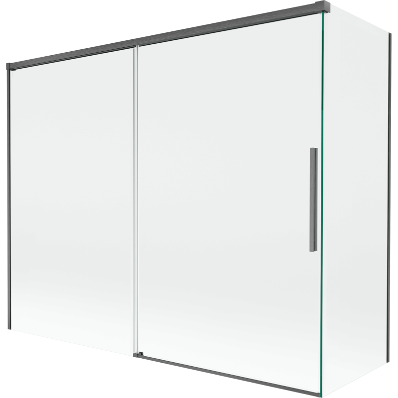 Mexen Rox parawan nawannowy 2-skrzydłowy rozsuwany 190 + 80 x 150 cm, transparent, gun gray szczotkowany - 8C9-190-080-66-00