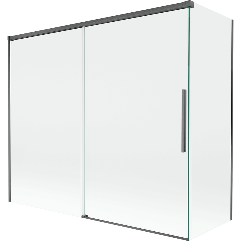 Mexen Rox parawan nawannowy 2-skrzydłowy rozsuwany 180 + 90 x 150 cm, transparent, gun gray szczotkowany - 8C9-180-090-66-00