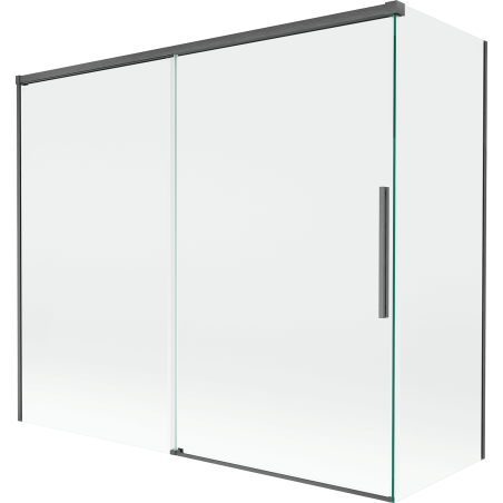 Mexen Rox badwand tweedelig schuifbaar 180 + 90 x 150 cm, transparant, geborsteld grijs - 8C9-180-090-66-00