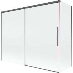 Mexen Rox 2-flügelige, verschiebbare Badewannenabtrennung 190 + 90 x 150 cm, transparent, gebürstetes Gun Gray