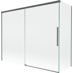 Mexen Rox 2-osaline liugklaas vannile 190 + 90 x 150 cm, läbipaistev, harjatud relv-hall - 8C9-190-090-66-00