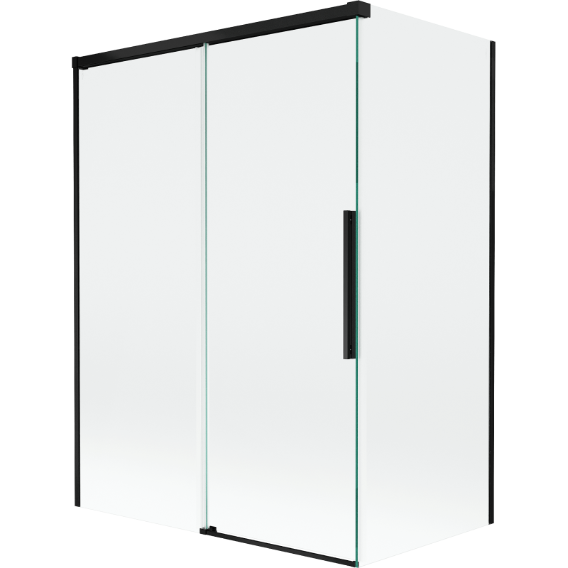 Mexen Rox Badewannenfaltwand, 2-flügelig, verschiebbar, 120 + 70 x 150 cm, transparent, schwarz - 8C9-120-070-70-00