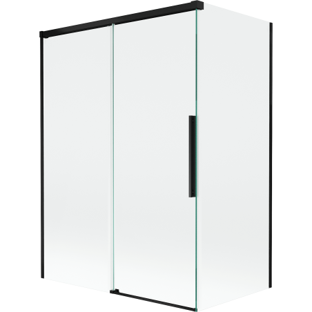 Mexen Rox divkāršu bīdāmais vannas ekrāns 120 + 70 x 150 cm, caurspīdīgs, melns - 8C9-120-070-70-00