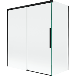 Mexen Rox paravento da bagno a 2 ante scorrevoli 140 + 70 x 150 cm, trasparente, nero - 8C9-140-070-70-00