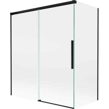 Mexen Rox parawan nawannowy 2-skrzydłowy rozsuwany 140 + 70 x 150 cm, transparent, czarny - 8C9-140-070-70-00
