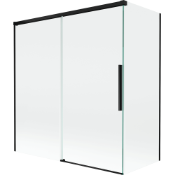 Mexen Rox 2-osaline liuglev dušiavahe 150 + 70 x 150 cm, läbipaistev, must - 8C9-150-070-70-00