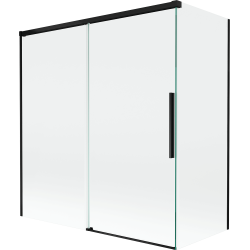 Mexen Rox klizničar s pokretnim panelima 2-krilni 150 + 70 x 150 cm, proziran, crni - 8C9-150-070-70-00