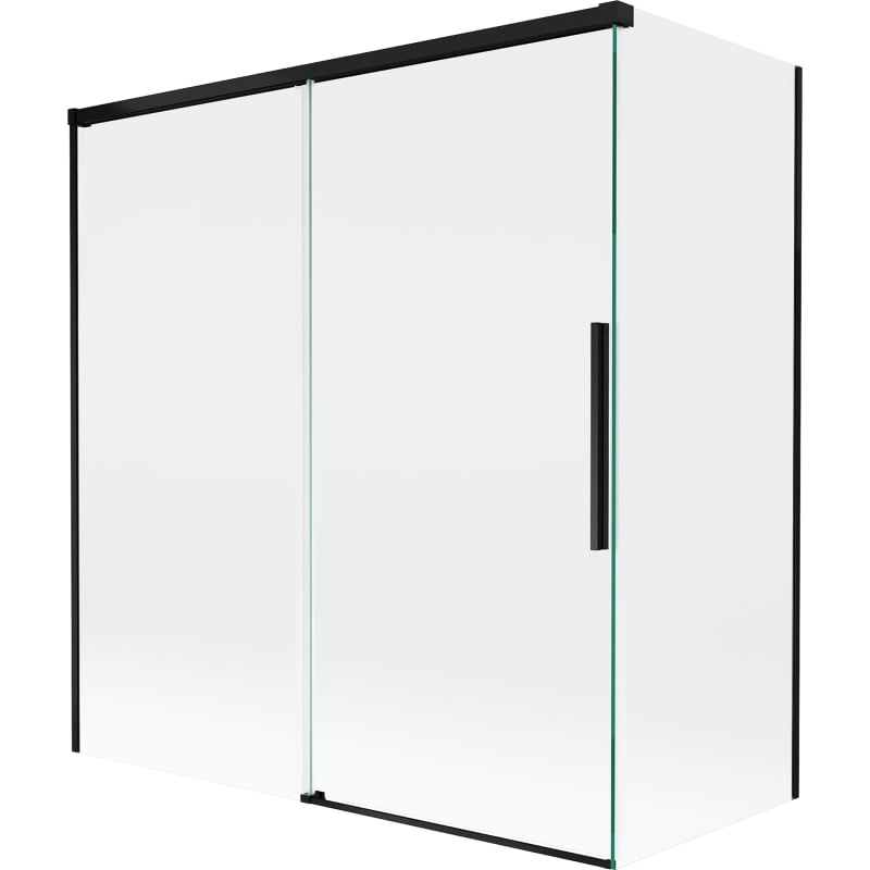 Mexen Rox 2-osaline liuglev dušiavahe 150 + 70 x 150 cm, läbipaistev, must - 8C9-150-070-70-00