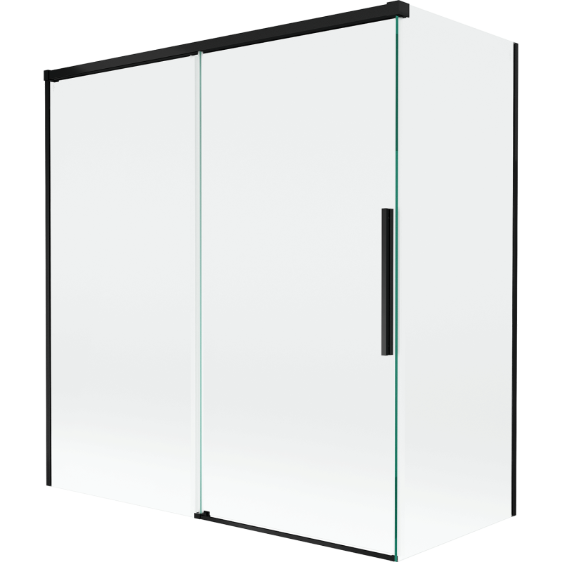 Mexen Rox badwand afscherming 2-delig schuifbaar 150 + 70 x 150 cm, transparant, zwart - 8C9-150-070-70-00
