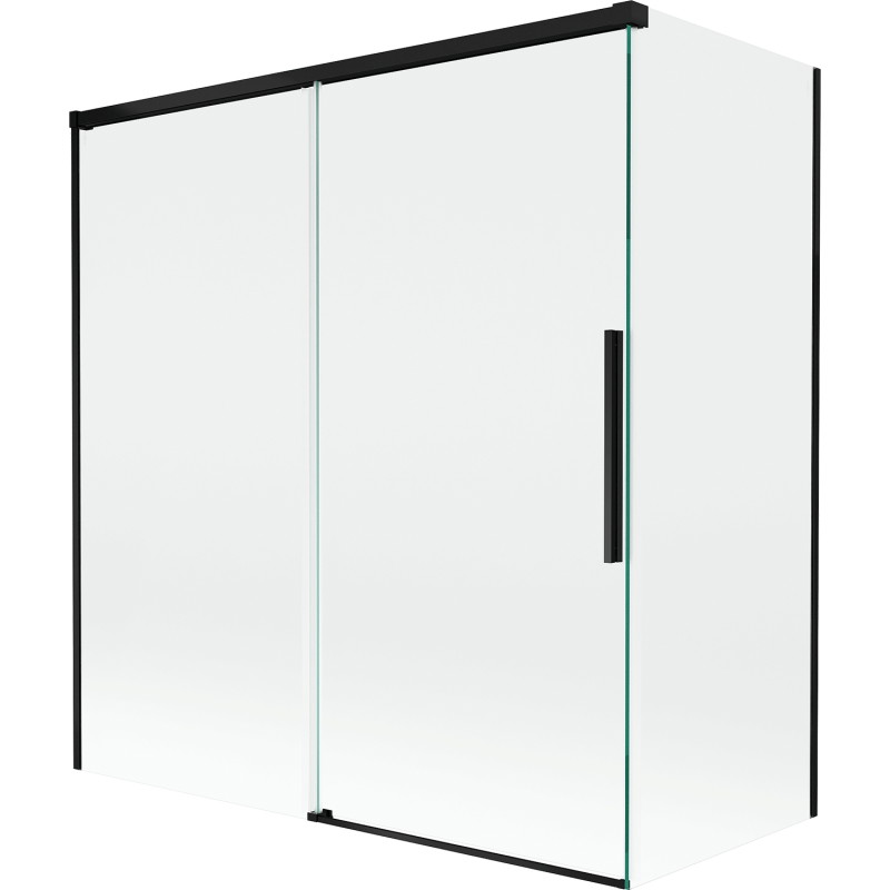 Mexen Rox klizničar s pokretnim panelima 2-krilni 150 + 70 x 150 cm, proziran, crni - 8C9-150-070-70-00