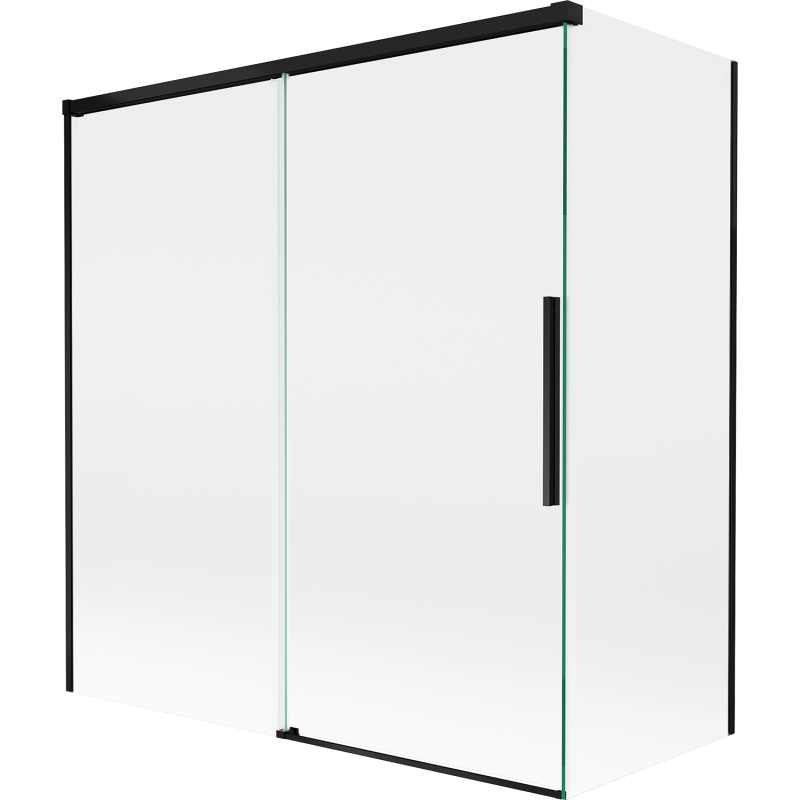 Mexen Rox parawan nawannowy 2-skrzydłowy rozsuwany 150 + 70 x 150 cm, transparent, czarny - 8C9-150-070-70-00