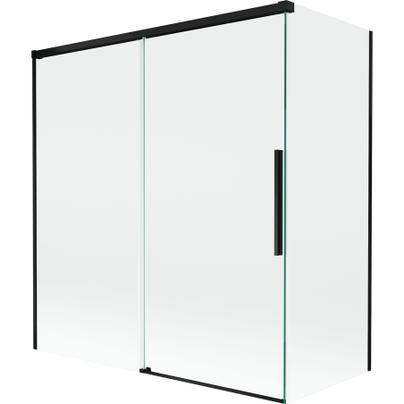 Mexen Rox parawan nawannowy 2-skrzydłowy rozsuwany 150 + 70 x 150 cm, transparent, czarny - 8C9-150-070-70-00