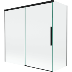 Mexen Rox 2-osaline nihutatav vannitoa sein 160 + 70 x 150 cm, läbipaistev, must - 8C9-160-070-70-00