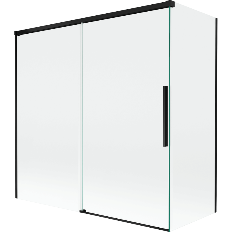 Mexen Rox Badewannenabtrennung 2-flügelig verschiebbar 160 + 70 x 150 cm, transparent, schwarz - 8C9-160-070-70-00