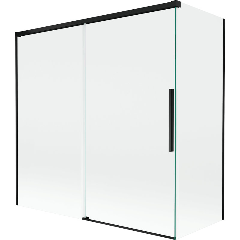 Mexen Rox badwand 2-vleugelig schuifbaar 160 + 70 x 150 cm, transparant, zwart - 8C9-160-070-70-00