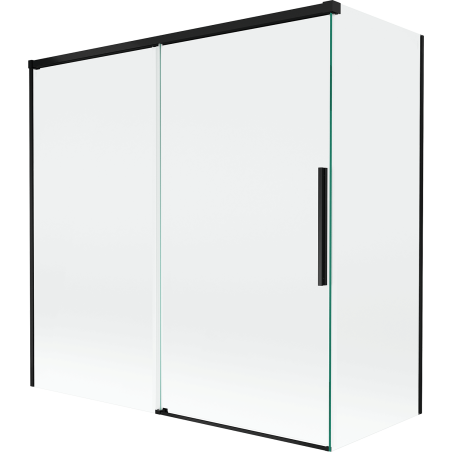 Mexen Rox Badewannenabtrennung 2-flügelig verschiebbar 160 + 70 x 150 cm, transparent, schwarz - 8C9-160-070-70-00