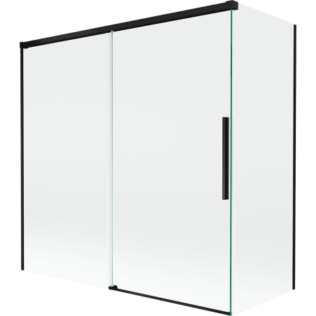 Mexen Rox parawan nawannowy 2-skrzydłowy rozsuwany 160 + 70 x 150 cm, transparent, czarny - 8C9-160-070-70-00