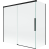 Mexen Rox badwand 2-delig schuifbaar 160 + 70 x 150 cm, transparant, zwart - 8C9-160-070-70-00