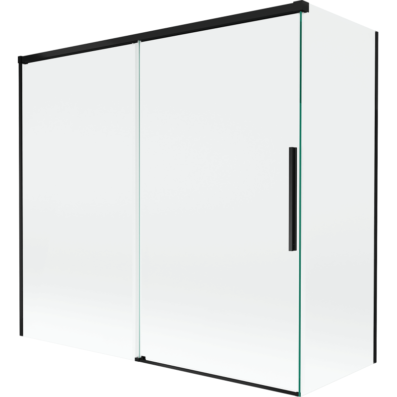 Mexen Rox parawan nawannowy 2-skrzydłowy rozsuwany 170 + 70 x 150 cm, transparent, czarny - 8C9-170-070-70-00