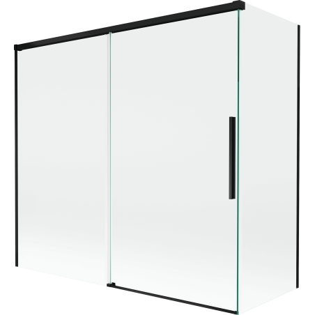 Mexen Rox parawan nawannowy 2-skrzydłowy rozsuwany 170 + 70 x 150 cm, transparent, czarny - 8C9-170-070-70-00